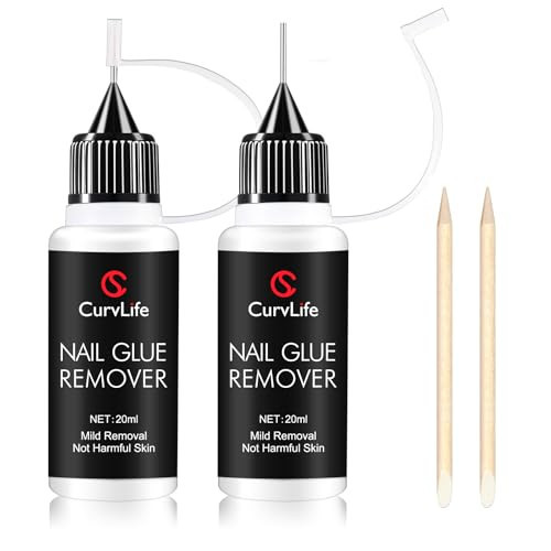 Curvlife 20ml（2pcs）Pinpoint Nail Glue Remover for Press on, Multi-Functional Remover for Nails Tips, Non-Acetone Nail Polish Remover, Gentle Glue Remover for Gel x Nails | Amazon (US)