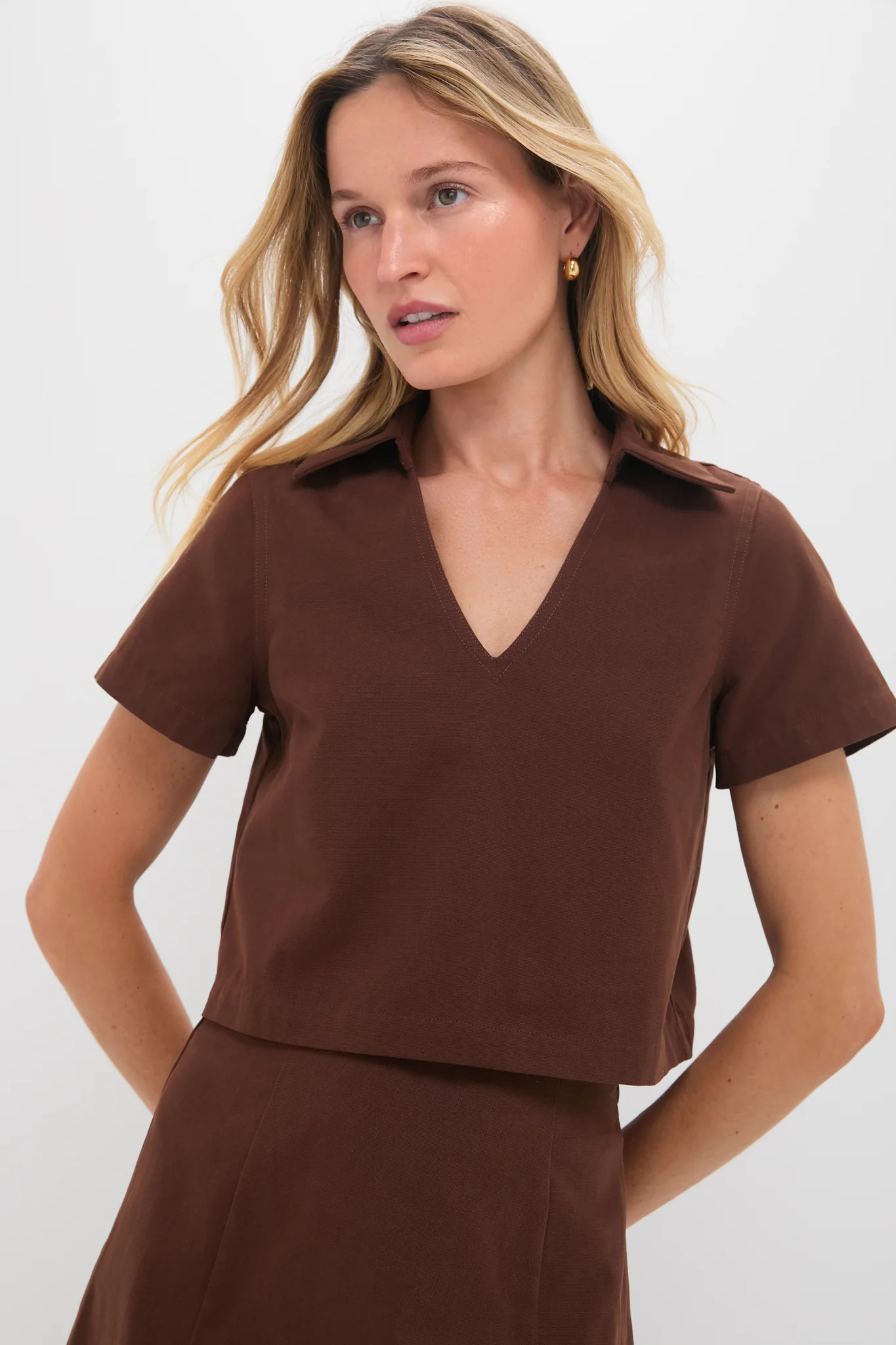 Chocolate Brown Cropped Glenn Top | Tuckernuck (US)