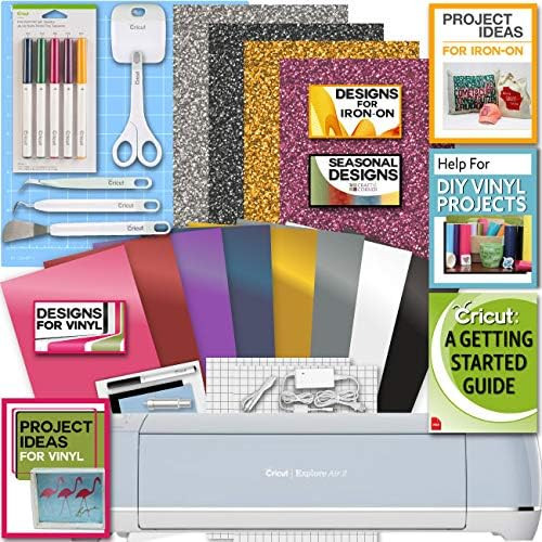 Cricut Explore Air 2 Blue Machine Bundle Iron On Vinyl Pack Tools Pen Design Guide | Amazon (US)