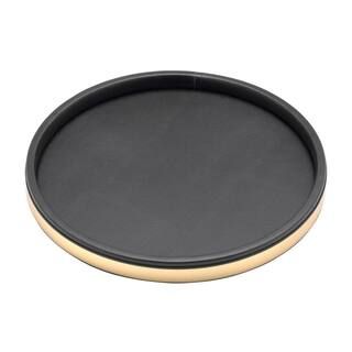 Kraftware Sophisticates 14 in. Serving Tray in Black w/Polished Brass-50030 - The Home Depot | The Home Depot