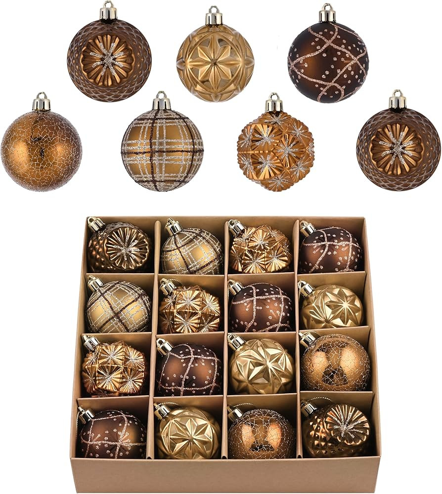 Valery Madelyn Fall Ornaments for Christmas Trees, 16ct Bronze Copper Brown Gold Shatterproof Fal... | Amazon (US)