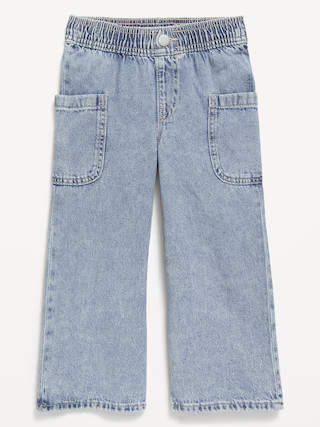 Pull-On Baggy Wide-Leg Cargo Jeans for Toddler Girls | Old Navy (US)