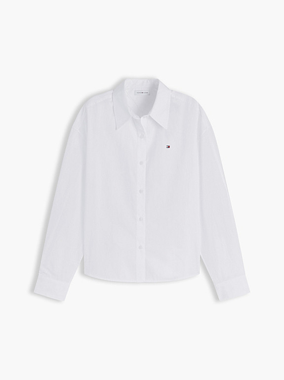 Boxy Fit Poplin Shirt | White | Tommy Hilfiger | Tommy Hilfiger UK