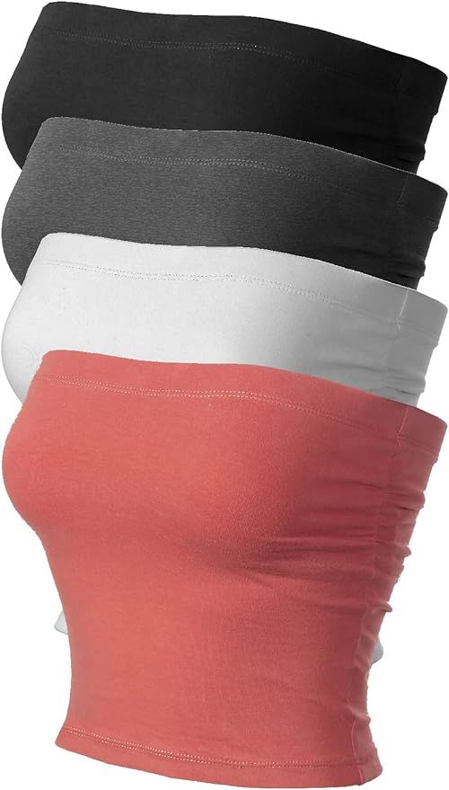 MixMatchy Women's Causal Strapless Basic Backless Tube Top Pack | Amazon (US)