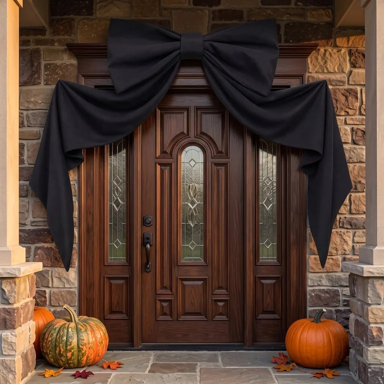 Giant Black Bow Halloween Decor, 48" x 24" Giant Black Bow for Wall Door Window, Indoor Party Han... | Walmart (US)