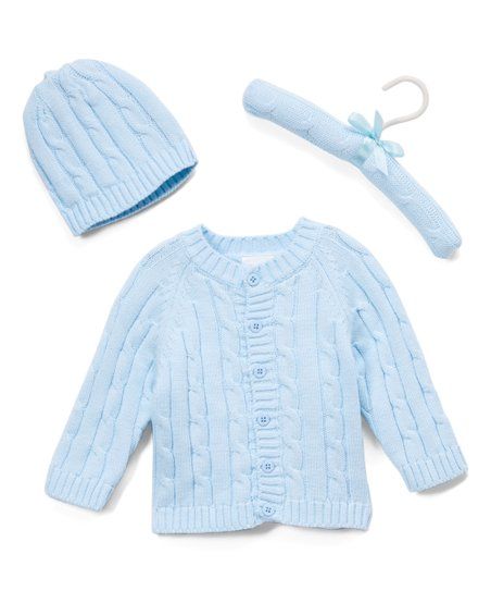 Blue Cable-Knit Cardigan & Beanie - Newborn & Infant | Zulily