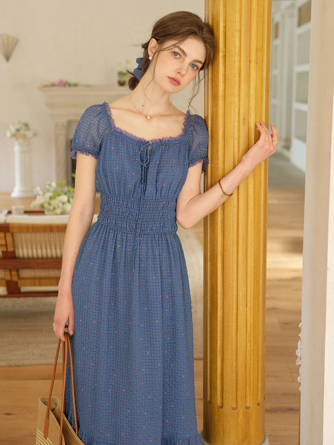 Carmen Sweetheart Neck Puff Sleeve Dress | Simple Retro