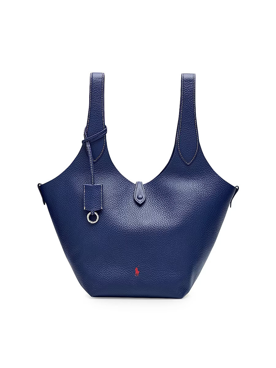 Women's Polo Play Medium Pebbled Leather Tote Bag - Ink | Saks Fifth Avenue