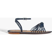 Livia Blue Leather Flat Sandal | Schutz (US)