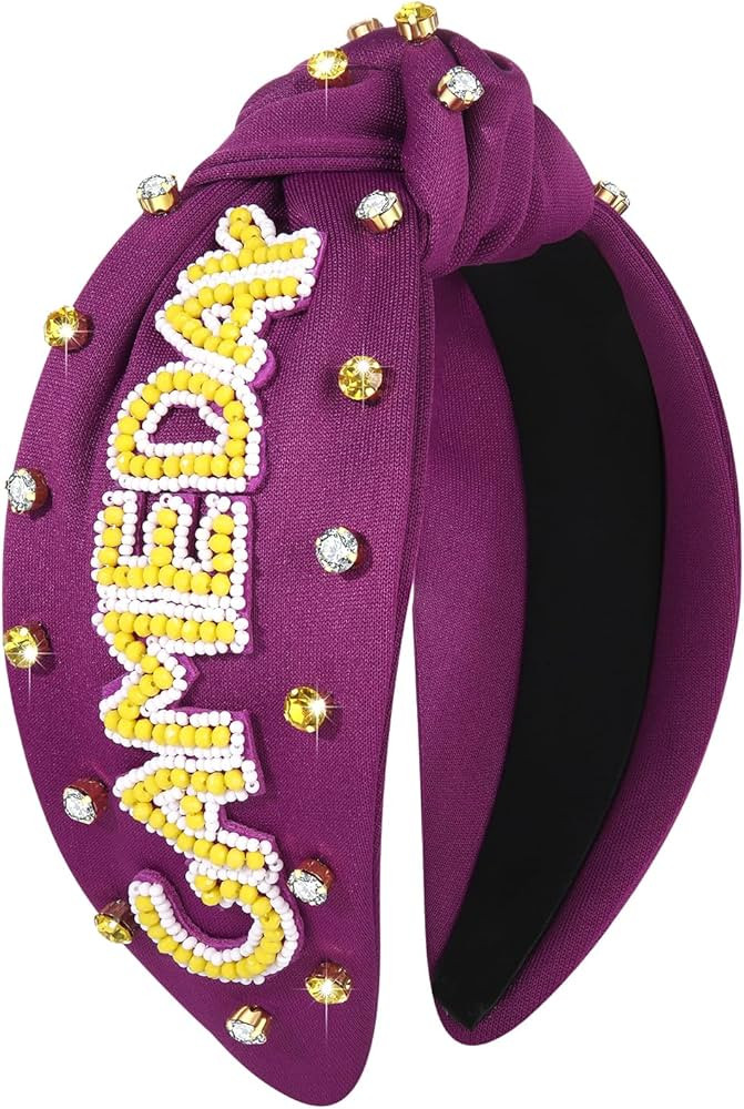 Game Day Headband for Women, Crystal Pearl Knotted Headbands Sports Baseball Football Headband Je... | Amazon (US)