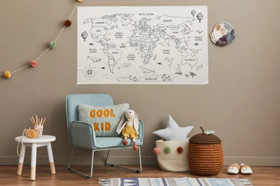 Country Names World Map Wall Tapestry World Map Tapestry Kid | Etsy | Etsy (US)