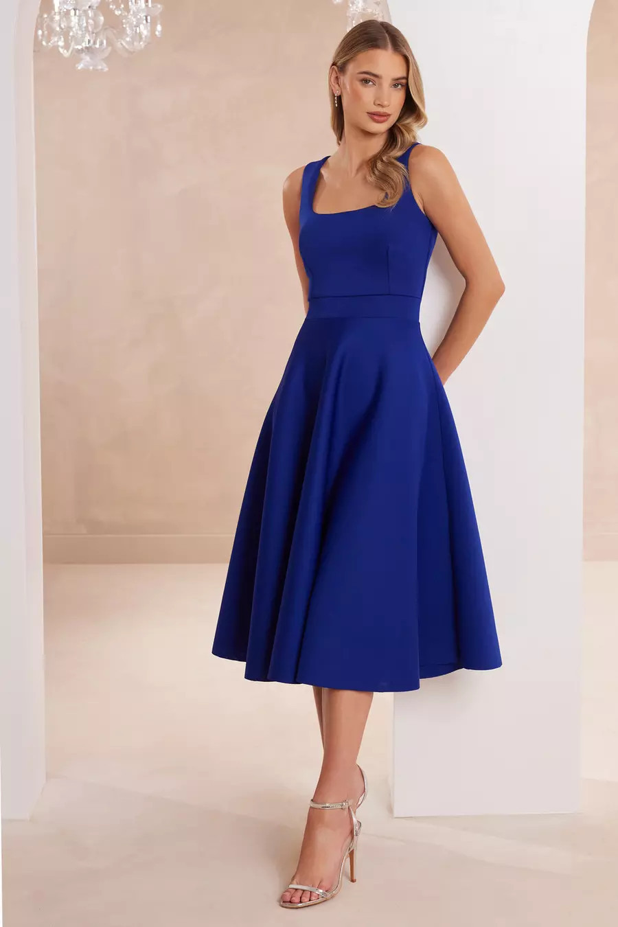 Royal Blue A-Line Midi Dress | Quiz Clothing