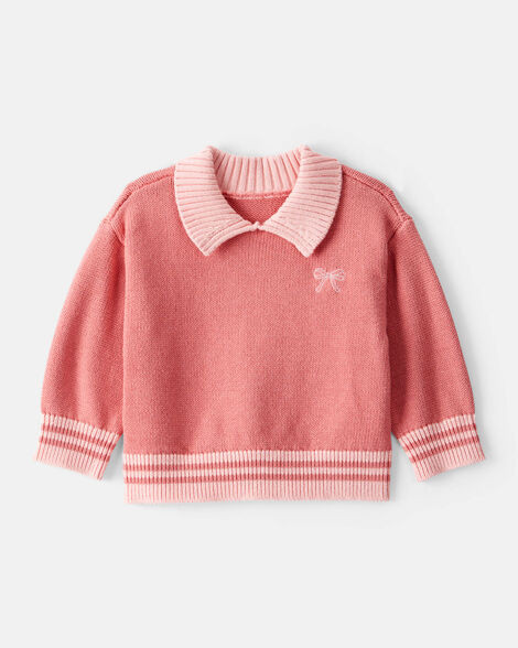 Baby Girl Bow Cotton Long-Sleeve Sweater - Pink | Carter's Inc