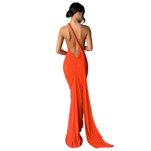 Women's Sexy One Shoulder Backless Maxi Dress Elegant Ruched O Ring Sleeveless Evening Dress Long... | Amazon (US)