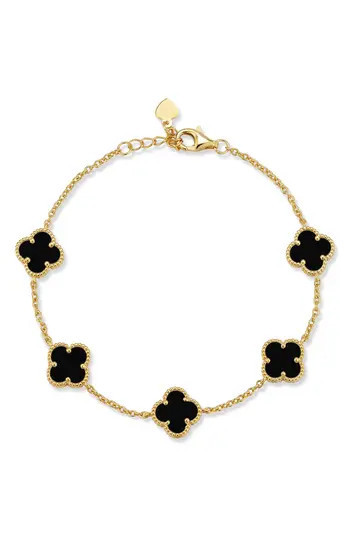 CHLOE AND MADISON Black Clover Bracelet in Gold at Nordstrom Rack | Nordstrom Rack