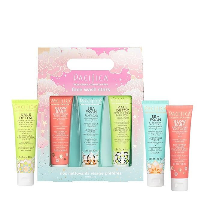 Pacifica Beauty Face Wash Trial Set, Travel Size Toiletries, Sea Foam, Glow Baby, Kale Detox Clea... | Amazon (US)