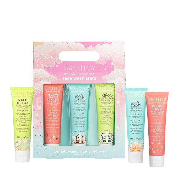 Pacifica Beauty Face Wash Trial Set, Travel Size Toiletries, Sea Foam, Glow Baby, Kale Detox Clea... | Amazon (US)