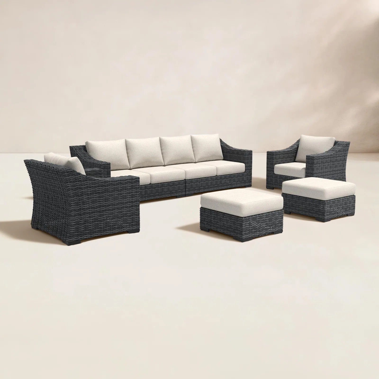 Eloisa Wicker 8 - Person Patio Conversation Set with Cushions | Birch Lane