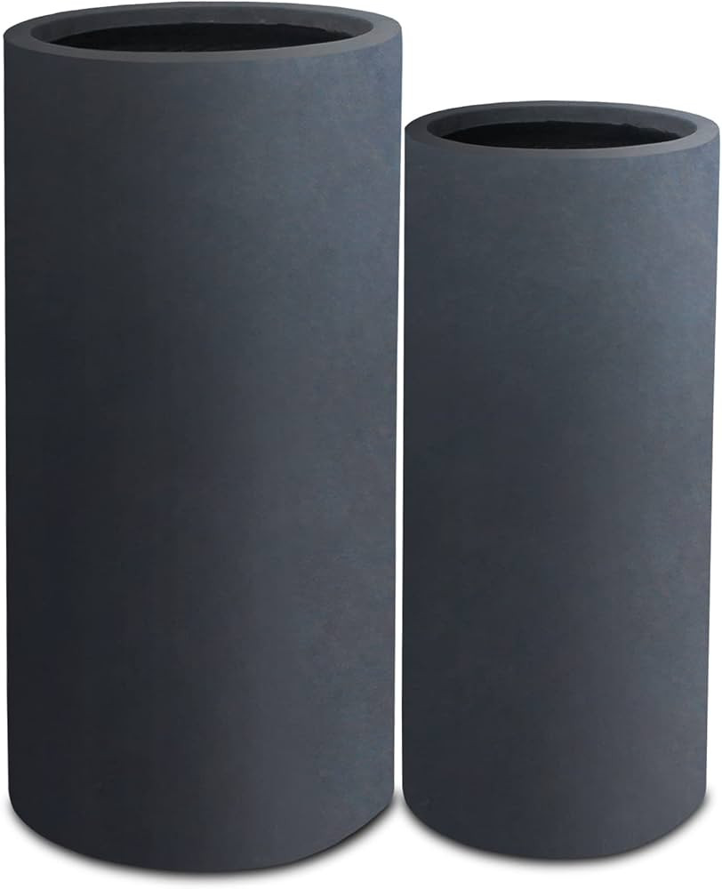 Kante 11" D and 8" D Round Concrete Large tall Plant Pots Outdoor Indoor Planters with Drainage H... | Amazon (US)