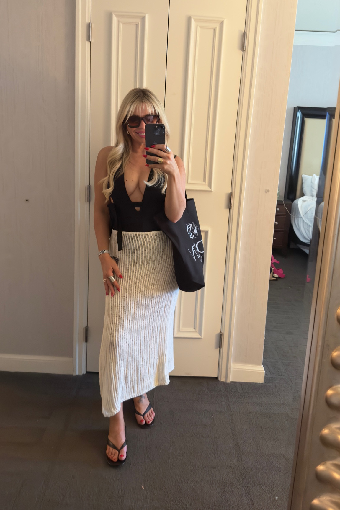 Black wrap around swimsuit size small 
Aerie tie skirt size small 
Black Sandals size 7

#LTKSwim #LTKTravel #LTKootd