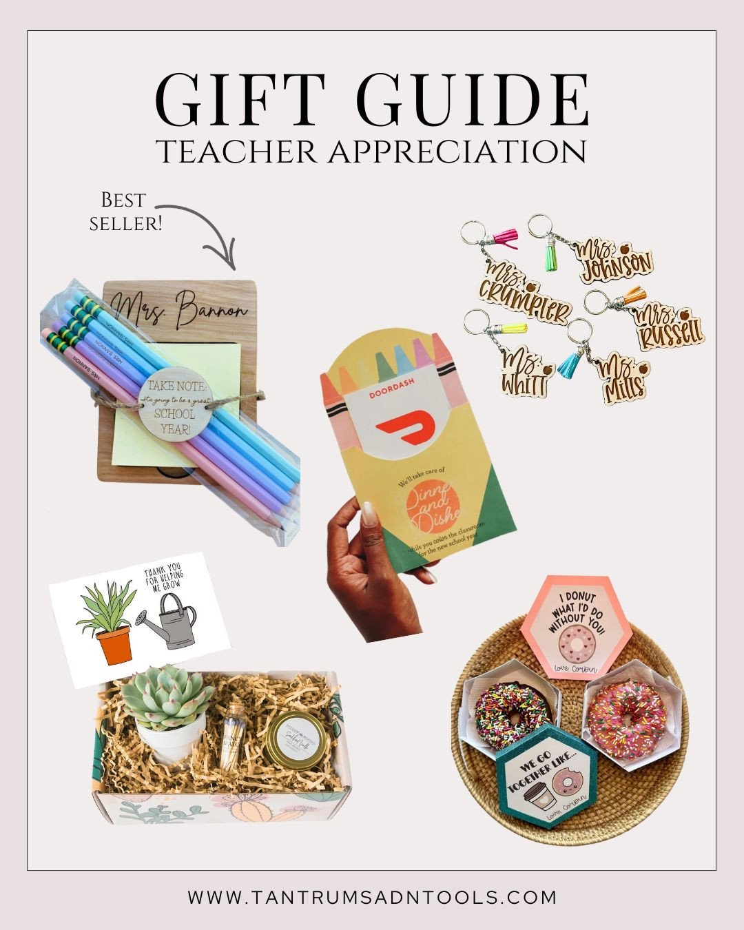 Teacher Appreciation Gift Ideas! Visit https://tantrumsandtools.com/teacher-appreciation-gifts/ for more ideas plus some really great budget-friendly DIY gifts! 

 #LTKGiftGuide #LTKSeasonal #LTKFindsUnder50