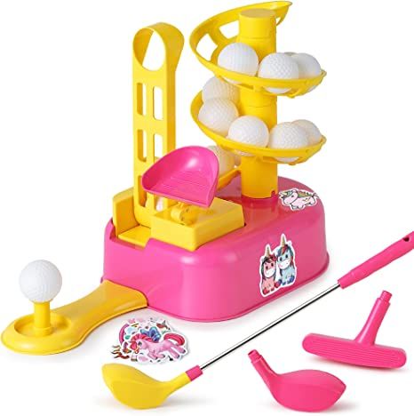iPlay, iLearn Pink Golf Toy Set, Girls Outdoor Sport Toys W/ Left Right Glub Head & Unicorn Stick... | Amazon (US)