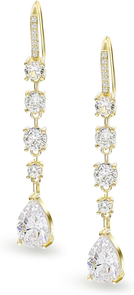 Bride Bridesmaid Teardrop Long Dangle Earrings for Women, Christmas Jewelry Gift, Trendy Hook Dan... | Amazon (US)