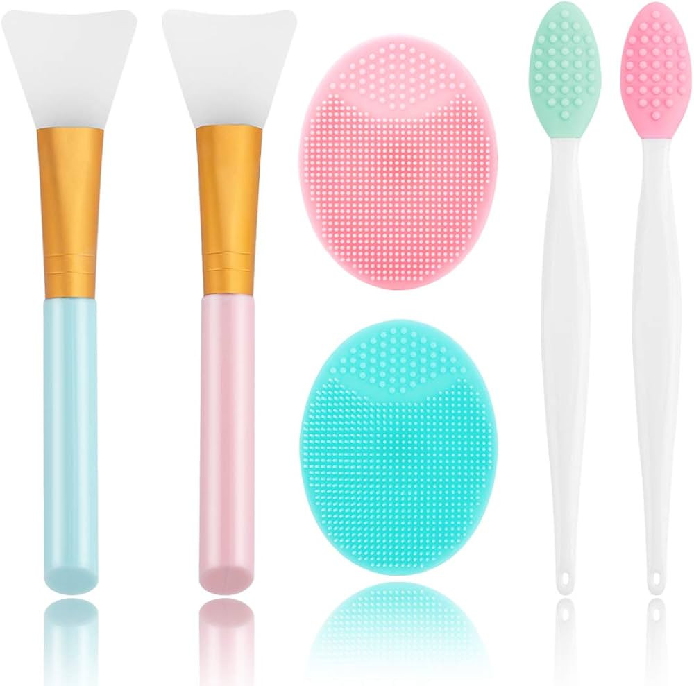 Silicone Face Scrubber, 2pcs Exfoliating Lip Brush, 2pcs Face Cleansing Brush & Silicone Facial M... | Amazon (US)