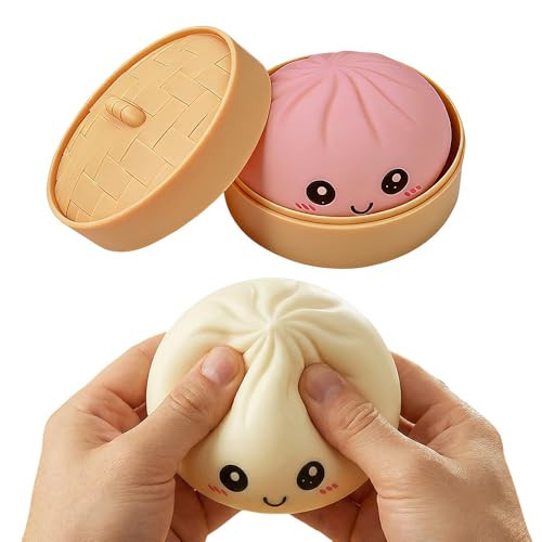 Squishies Stress Ball, Soft Squeeze Decompression Ball with Steamer Box, Relaxation Gift (Pink) | Amazon (US)