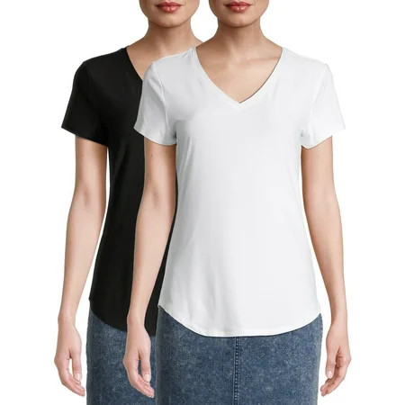 No Boundaries Juniors Short Sleeve Brushed V-Neck T-Shirt 3-Pack | Walmart (US)