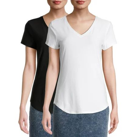 No Boundaries Juniors Short Sleeve Brushed V-Neck T-Shirt 3-Pack | Walmart (US)