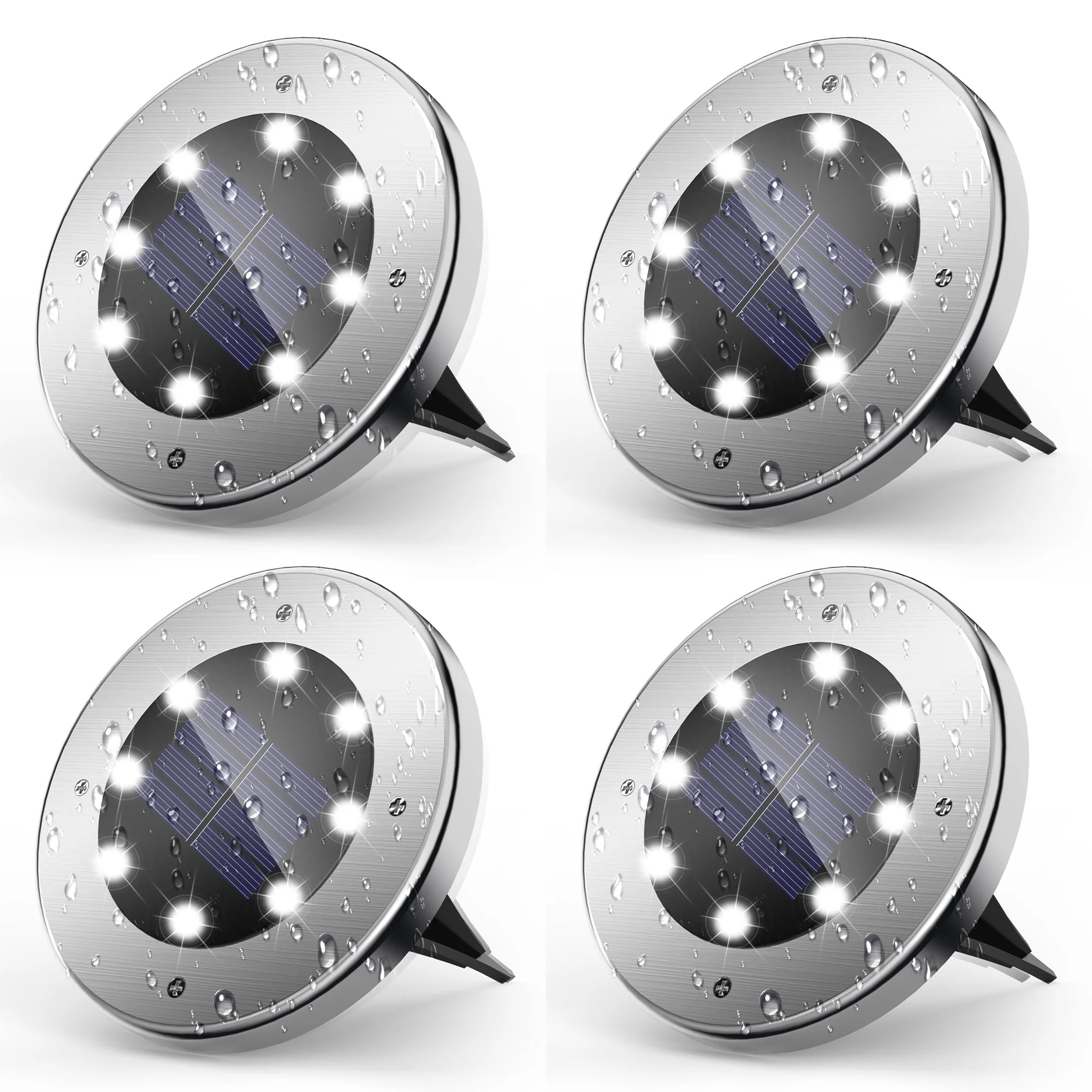DAYBETTER 12 Pack Solar Ground Lights Outdoor,8 LED Solar Powered in Ground Disk Light for Driveway Walkway Pathway Lawn Patio Yard Outside Garden Decor | Walmart (US)