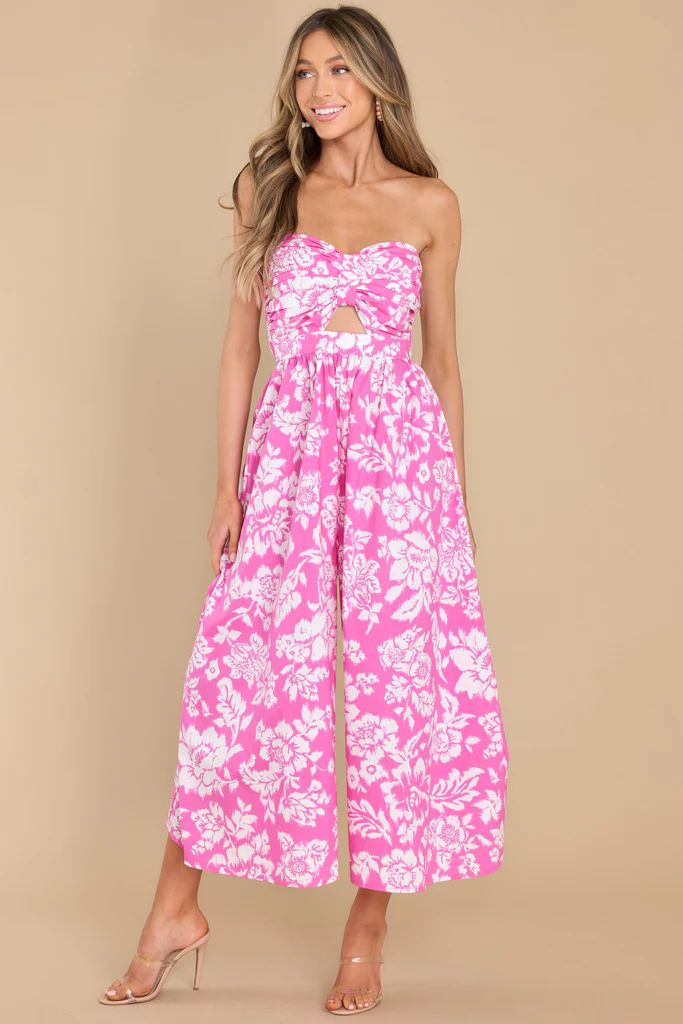 Living In The Sun Pink Floral Print Jumpsuit | Red Dress 