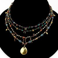 Multi Strand Gemstone Bead Necklace 18K Gold | Etsy (US)