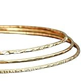 LARGE 14k gold filled hammered thin Stacking Bangles set of 3 textures, sz L | Amazon (US)