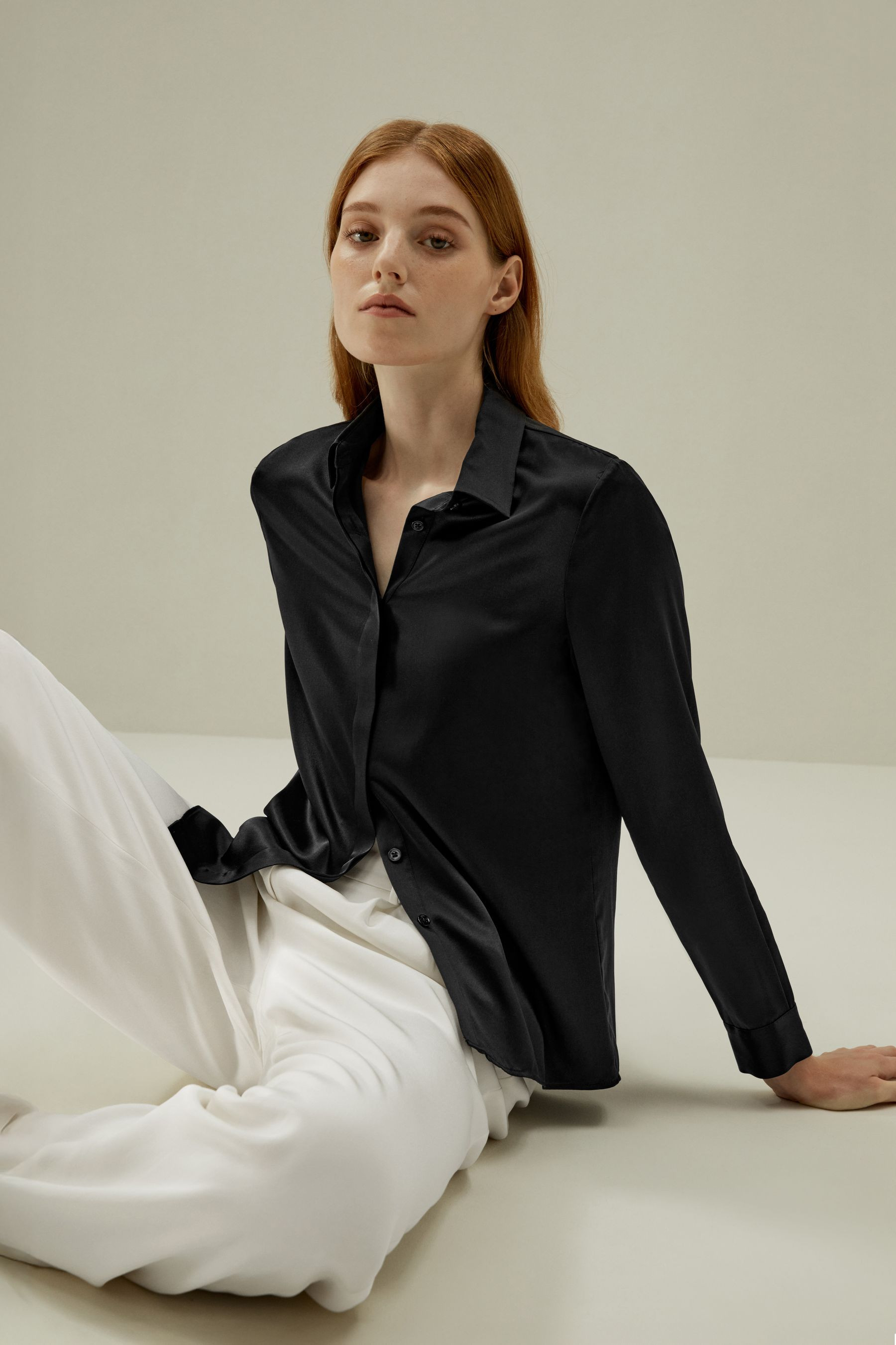 Basic Seidenhemd mit verdeckter Knopfleiste | LILYSILK