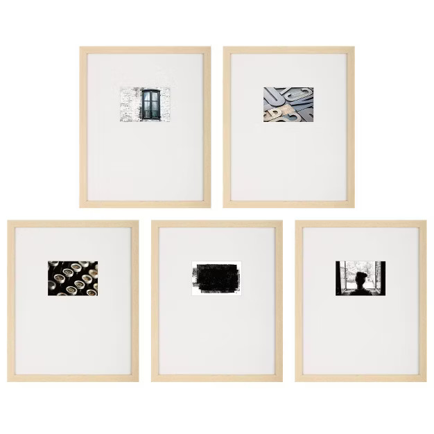 5pc 16" x 20" Matted to 5" x 7" Gallery Wall Picture Frame Set with Offset Mat/Hanging Template -... | Target