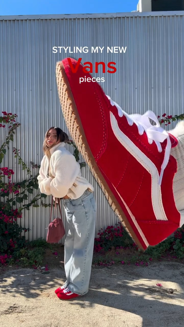 @vans super lowpros are now my entire personality ❤️🌟 top, jacket, & shoes all from Vans!!! #vanspartner 

#smallcreator #ootd #microinfluencer #vanssuperlowpro #redshoes #stylingredshoes 

#LTKMidsize #LTKdayinmylife #LTKootd