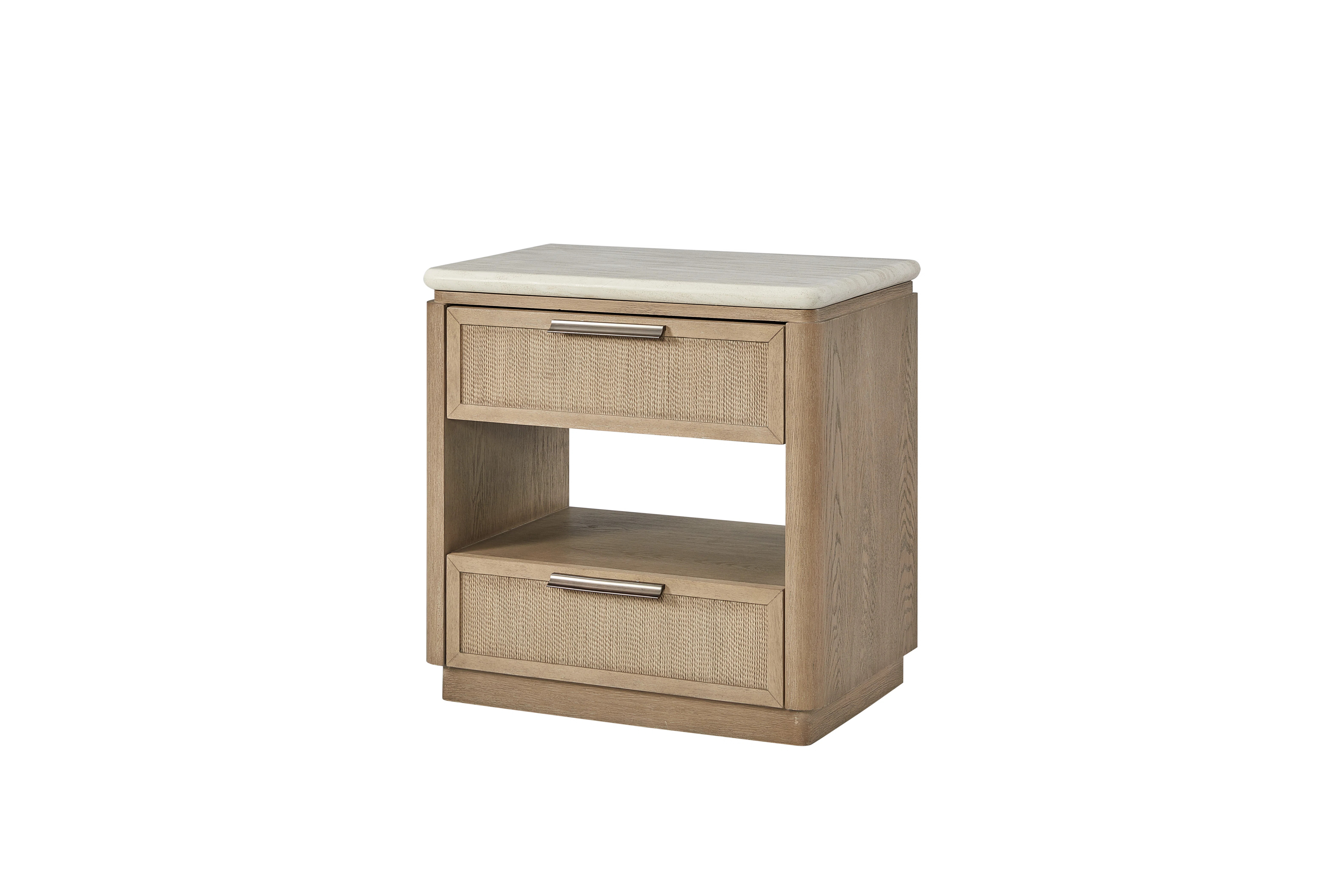 Marielle 2-Drawer Nightstand with USB Ports \u2013 Toffee Finish, Rope Drawer Fronts, Marble Top,... | Wayfair North America