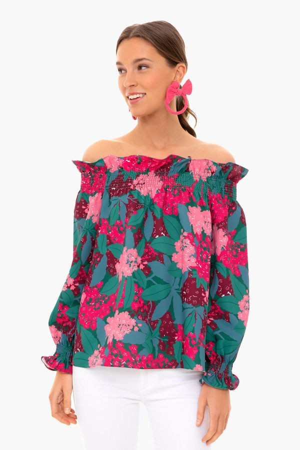 Hydrangea Off the Shoulder  Marguerite Blouse | Tuckernuck (US)