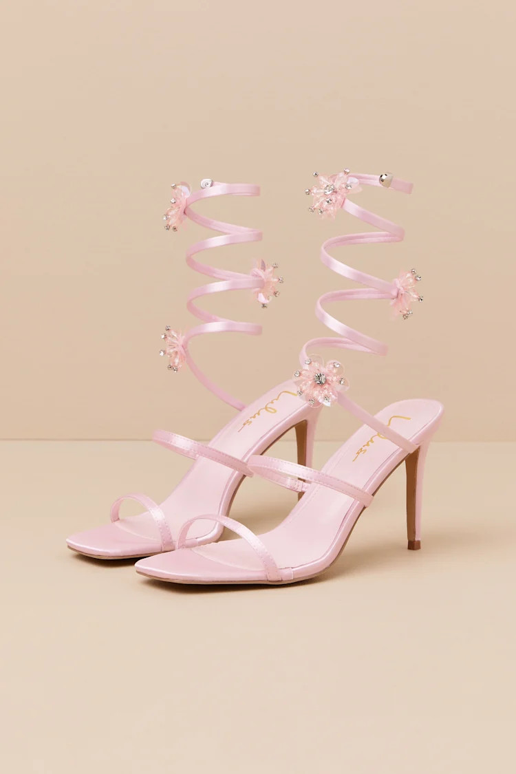 Esmarie Baby Pink Satin Ankle Wrap High Heel Sandals | Lulus