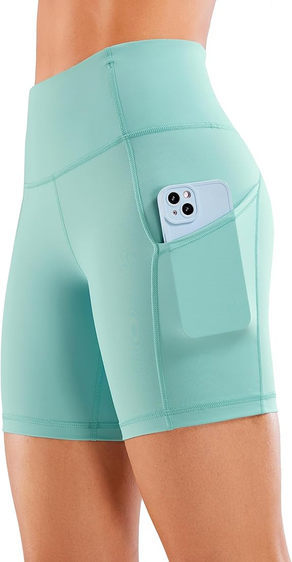 CRZ YOGA Women's Naked Feeling Light Running Shorts 6 Inches - High Waisted Gym Biker Compression... | Amazon (US)