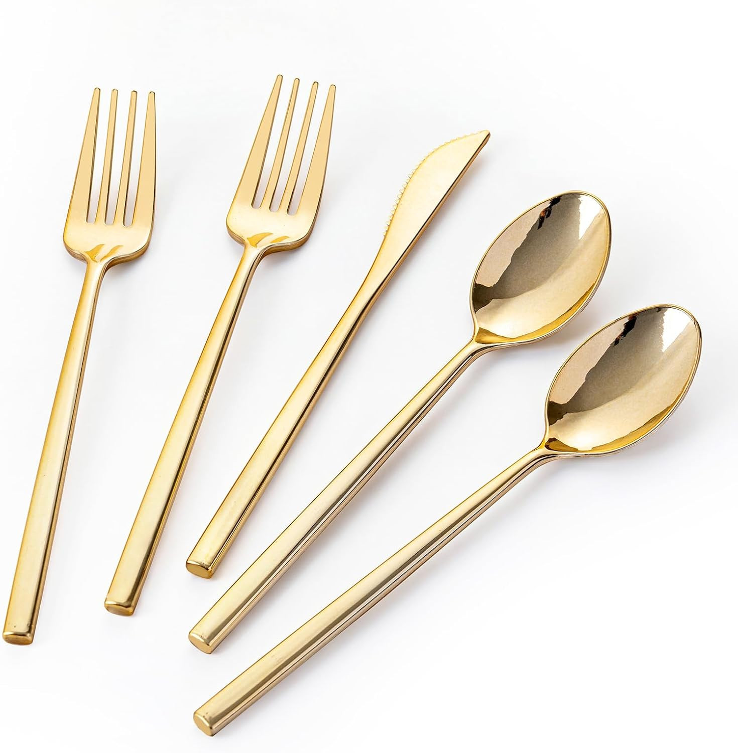 Tinybee 150PCS Gold Plastic Silverware - Heavy Duty Disposable Silverware | Amazon (US)