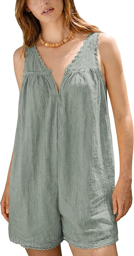 Womens Easton Lace Trim Romper Perfect for Summer and Casual Outfits | Amazon (US)