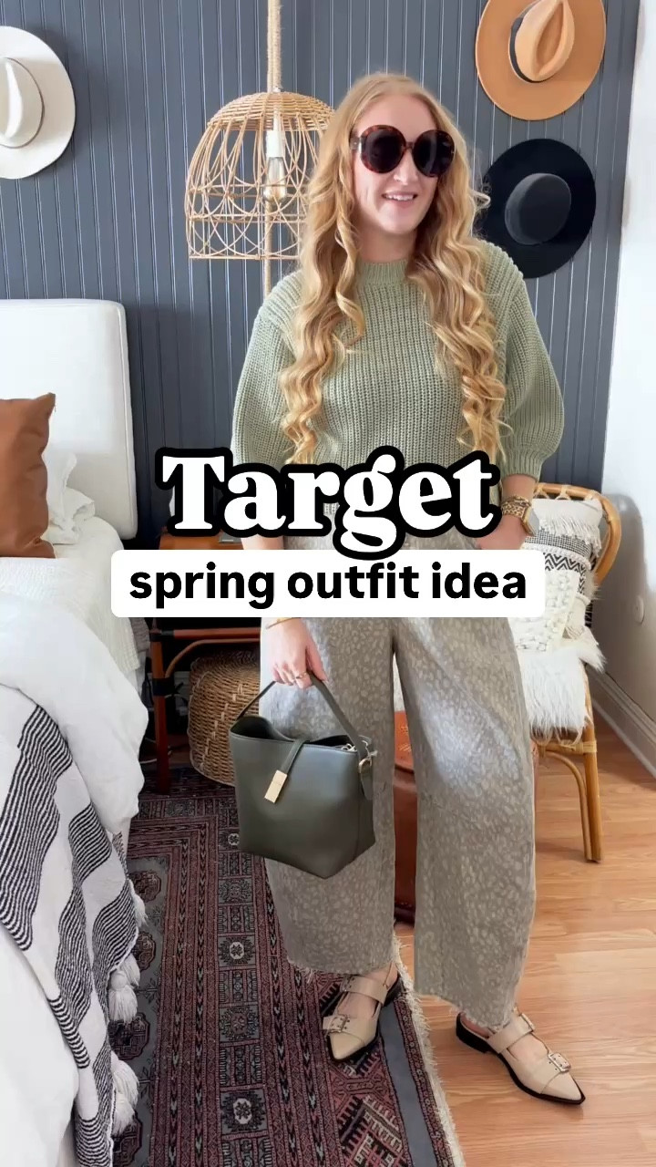 Sale alert up to 40% off this weekend! Target spring outfit idea on a size 8/10 girly! 

I love the leopard barrels and this pretty sweater and was SO pumped these flats came out in a nude colorway 🤎

Wearing M in top, size 8 in barrel jeans at 150 lbs and 5’7” for reference. Shoes fit TTS! 

Leopard pants, leopard jeans, leopard barrels, spring sweater, spring target ideas, target outfit, spring target haul, spring outfit idea, target outfit idea, bucket bag, nude flats, buckle flats, target shoes, affordable spring outfit, spring style

#LTKStyleTip #LTKFindsUnder50 #LTKFindsUnder100