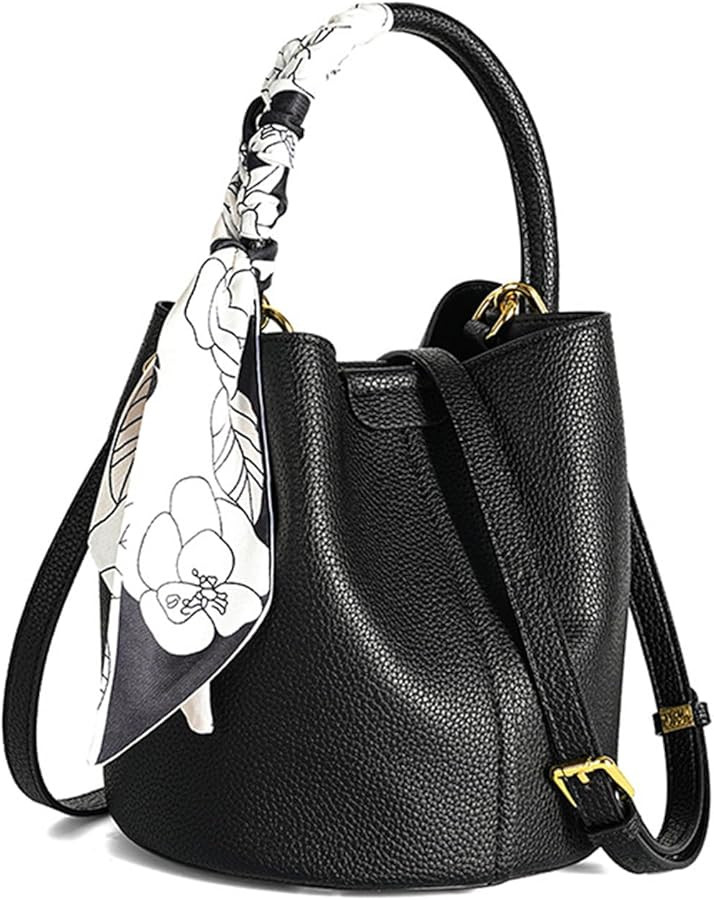 Small Bucket Tote Bag for Women, Leather Bucket Bag Crossbody Purses, Ladies Tote Bag with Should... | Amazon (US)