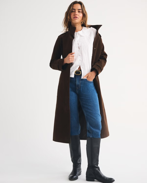 100% Cotton Long-Sleeve Lace-Trim Collared  Blouse | Abercrombie & Fitch (US)