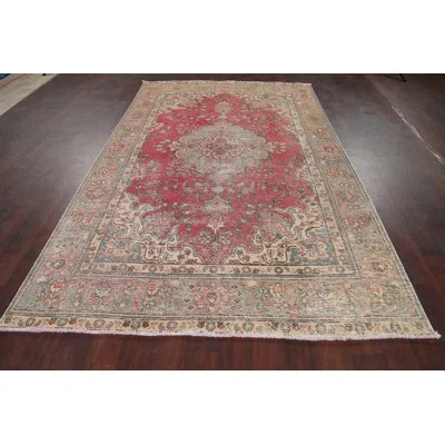One-of-a-Kind Hand-Knotted 1960s 5'10" x 9'6" Wool Area Rug in Red/Beige | Wayfair North America