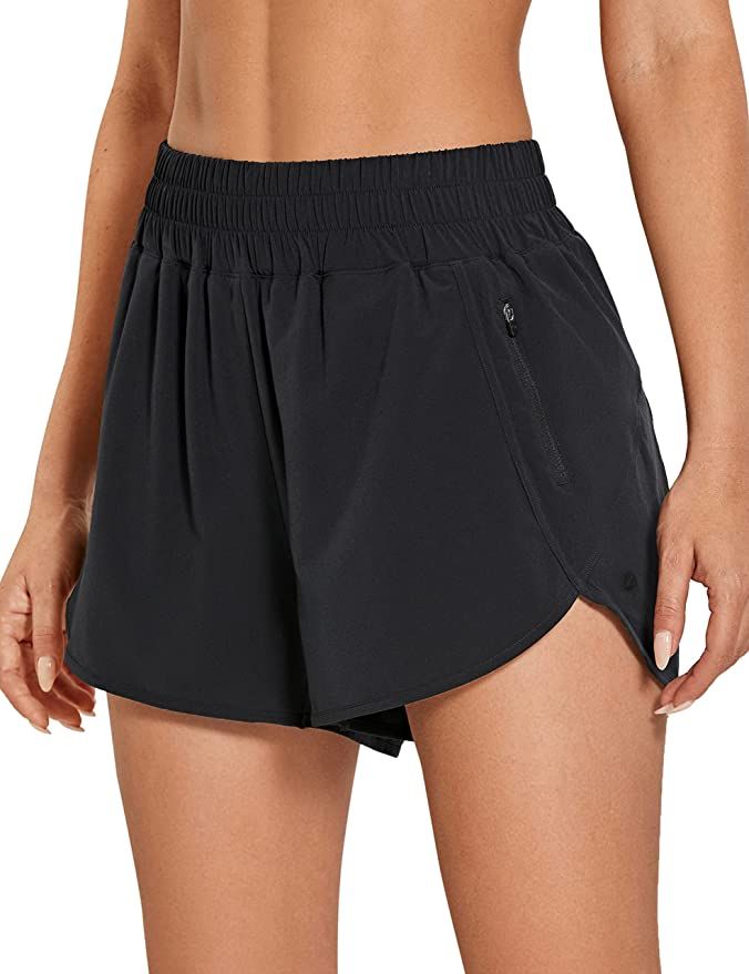 CRZ YOGA Women's High Waisted Running Shorts Mesh Liner - 3'' Dolphin Quick Dry Athletic Gym Trac... | Amazon (US)