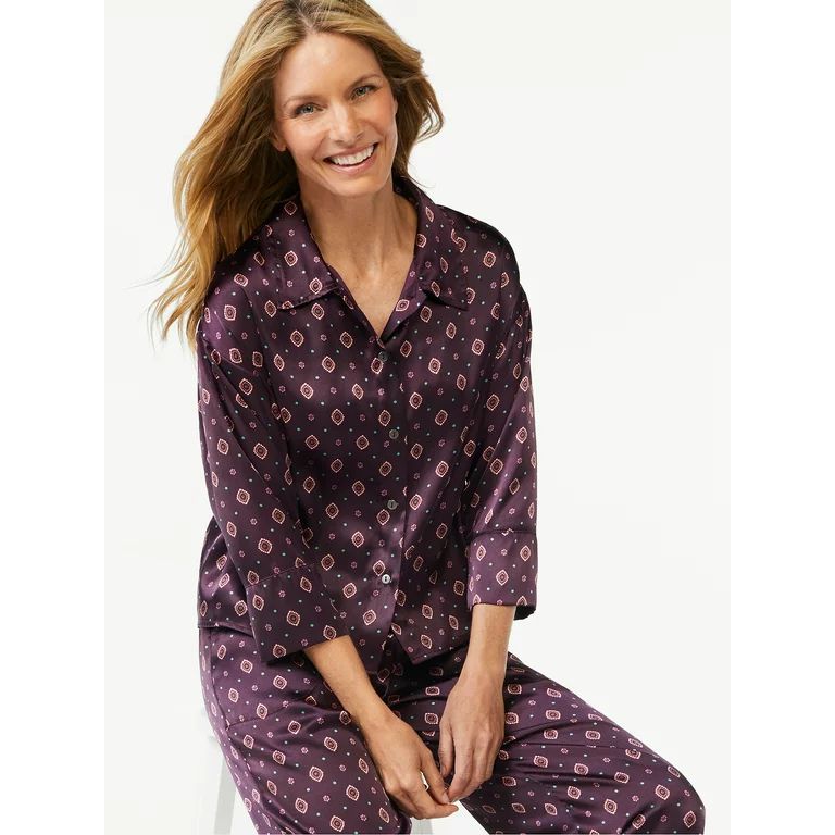 Joyspun Women's Satin Pajama Sleep Set, 2-Piece, Sizes up to 3X | Walmart (US)